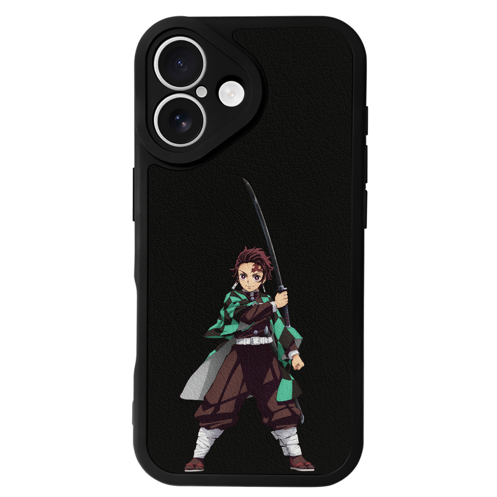 （画像用） 鬼滅の刃 竈門 炭治郎／かまど たんじろう Kamado Tanjirou 【iPhone 16シリーズ対応】シリコンスマホケース（レザー調） 材質：シリコン